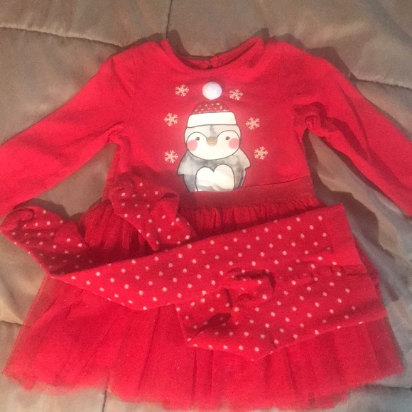 Sparkly Tulle skirted Dress with Pengiun & Matching Tights - Picture 6 of 8